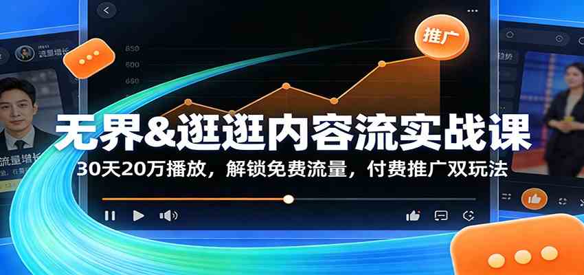无界&逛逛内容流实战课：30天20万播放，解锁免费流量，付费推广双玩法-吾爱网创