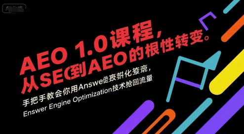 AEO 1.0 课程,从SEO到AE0的基命性转变,手把手教会你用AnswerEngineOptimization技术抢回流量(更新)-吾爱网创