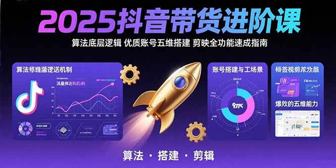 （15571期）2025抖音带货进阶课：算法底层逻辑,优质账号五维搭建,剪映全功能速成指南-吾爱网创