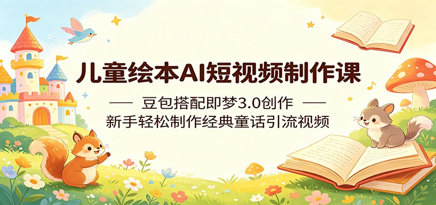 儿童绘本AI短视频制作课：豆包搭配即梦3.0创作，新手轻松制作经典童话引流视频-吾爱网创