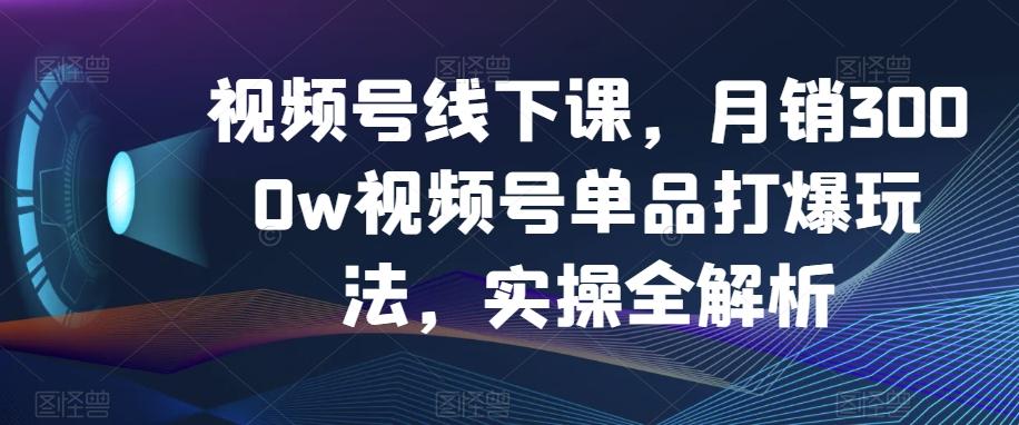 视频号线下课，月销3000w视频号单品打爆玩法，实操全解析-吾爱网创