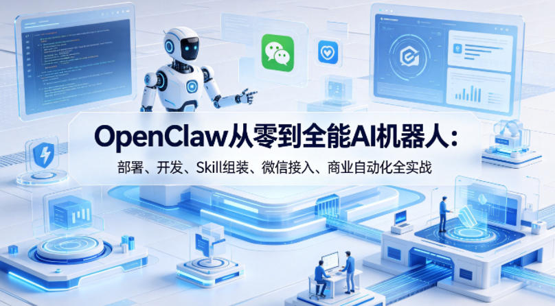 OpenClaw从零到全能AI机器人：部署、开发、Skill组装、微信接入、商业自动化全实战-吾爱网创