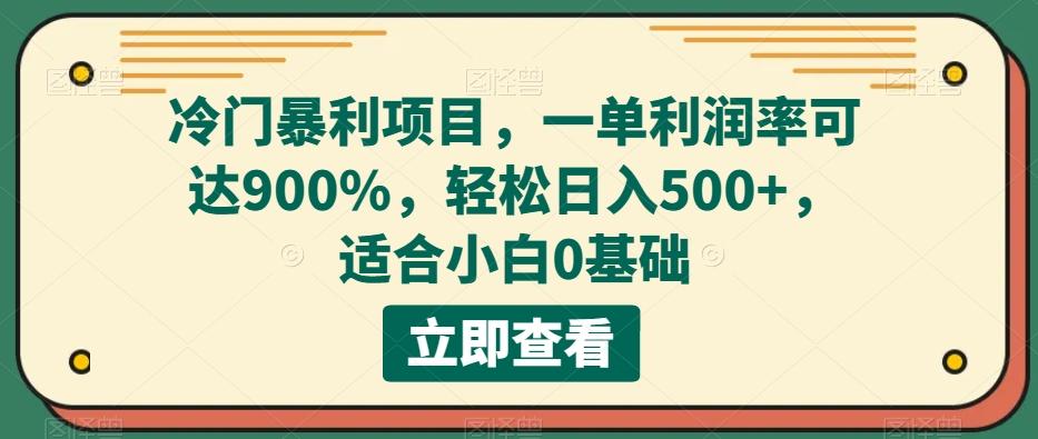 冷门暴利项目，一单利润率可达900%，轻松日入500+，适合小白0基础-吾爱网创