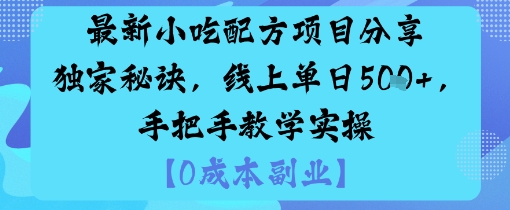 最新小吃配方项目分享独家秘诀，线上单日5张，手把手教学实操-吾爱网创