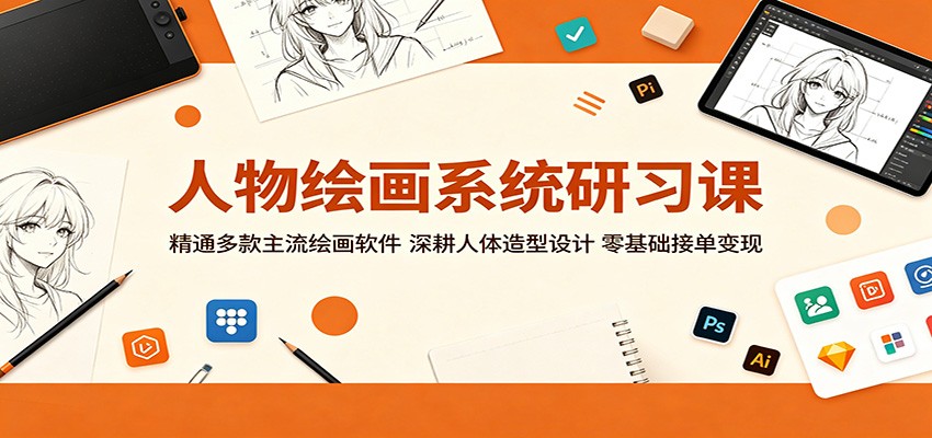 人物绘画系统研习课:精通多款主流绘画软件,深耕人体造型设计,零基础接单变现-吾爱网创