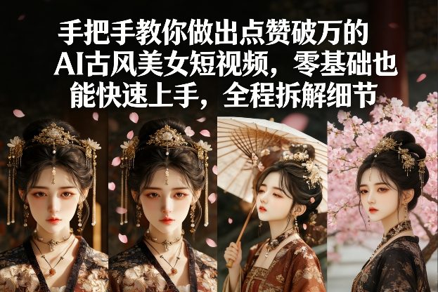 手把手教你做出点赞破万的AI古风美女短视频,零基础也能快速上手,全程拆解细节-吾爱网创