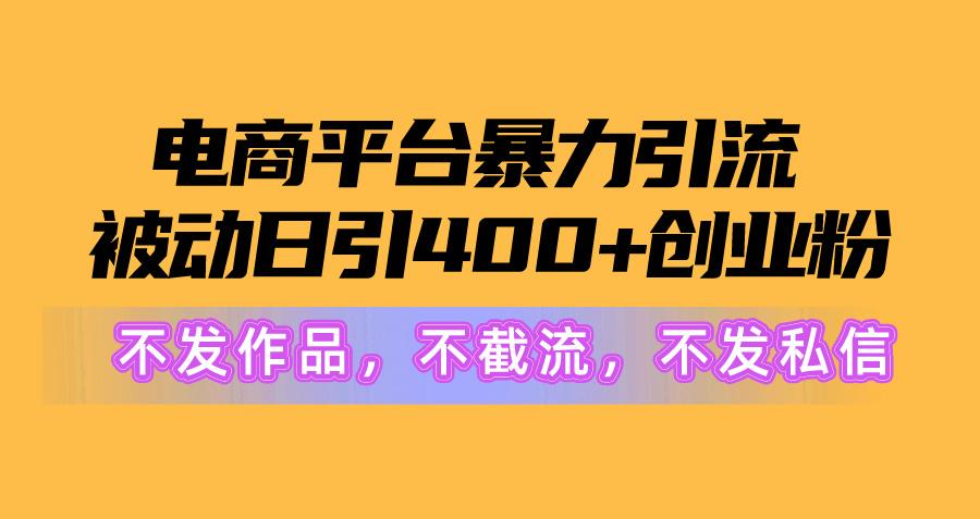 电商平台暴力引流,被动日引400+创业粉不发作品,不截流,不发私信-吾爱网创