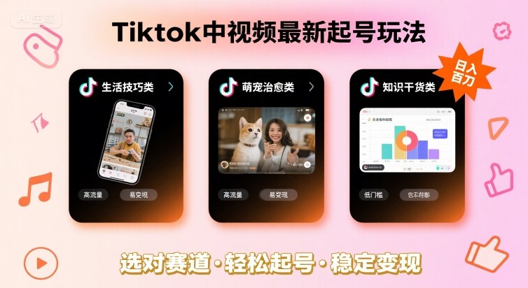 Tiktok中视频最新起号玩法，想要日入百刀，做好这几个赛道就可以了-吾爱网创