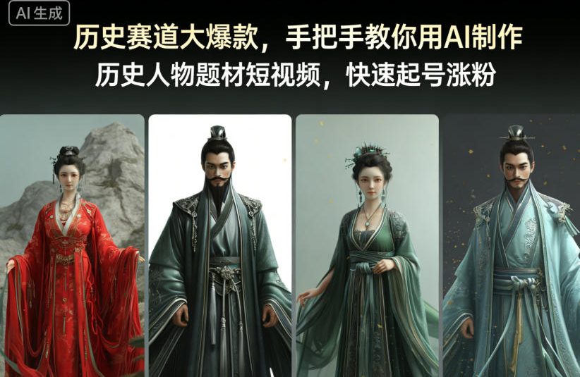 历史赛道大爆款，手把手教你用AI制作历史人物题材短视频，快速起号涨粉-吾爱网创