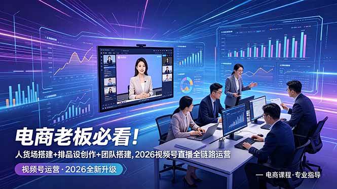 (18845期)电商老板必看!人货场搭建+排品设计+素材创作+团队搭建,2026视频号直播全链路运营-吾爱网创