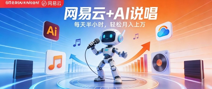 网易云+AI说唱，每天半小时，AI内容创作+流量变现，轻松月入1W-吾爱网创