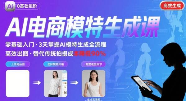 AI模特进阶课程，0基础高效生成逼真电商模特图-吾爱网创