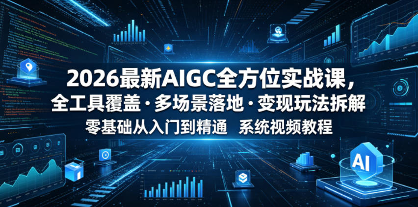 2026最新AIGC全方位实战课,全工具覆盖・多场景落地・变现玩法拆解,零基础从入门到精通系统视频教程-吾爱网创