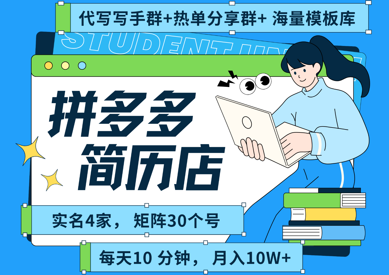 拼多多电商 拼多多 虚拟资料 简历 海报代写 全SOP流程 毫无保留分享（含后端资料）-吾爱网创