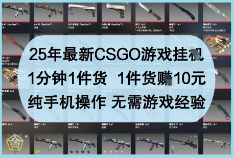 25年最新CSGO游戏挂G,1分钟1件货,1件货挣10元,纯手机操作,无需游戏经验【揭秘】-吾爱网创