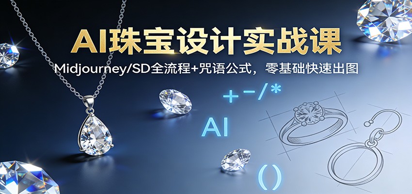 AI珠宝设计实战课：Midjourney/SD全流程+咒语公式，零基础快速出图-吾爱网创