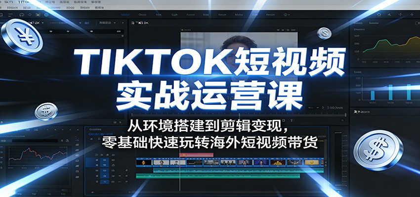 TIKTOK短视频实战运营课:从环境搭建到剪辑变现,零基础快速玩转海外短视频带货-吾爱网创