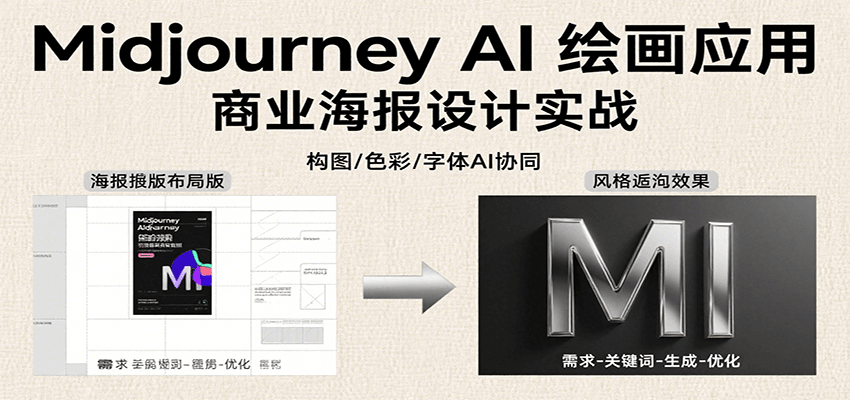 Midjourney AI绘画应用，关键词指令解析、漫画头像制作、海报设计、3D人物生成等-吾爱网创