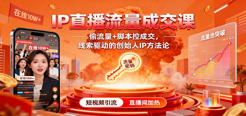 IP直播流量成交课:偷流量+脚本控成交,线索驱动的创始人IP方法论-吾爱网创