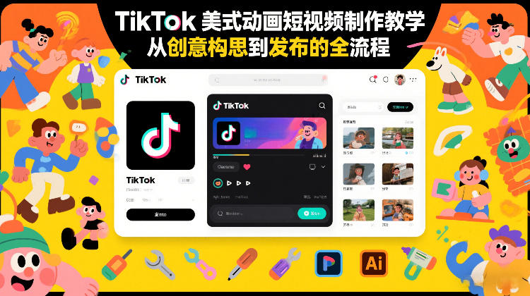 TikTok美式动画短视频制作教学，从创意构思到发布的全流程-吾爱网创