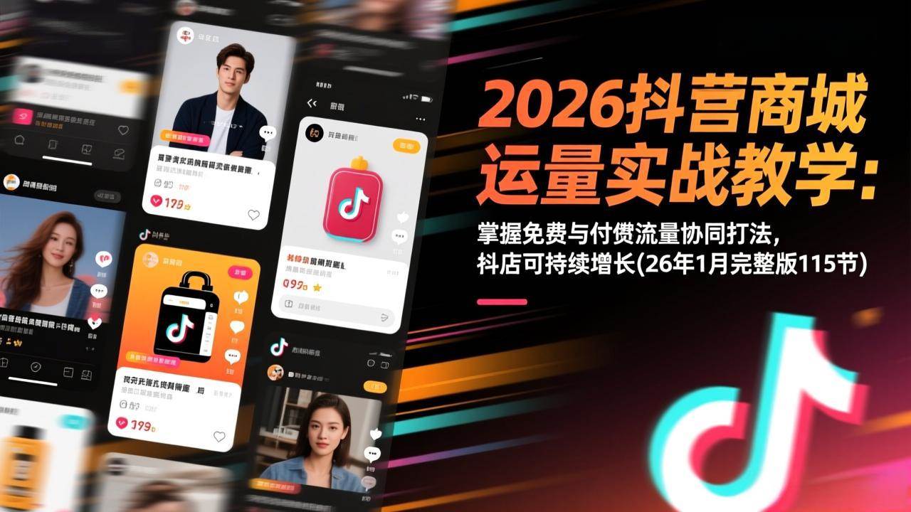 （17165期）2026抖音商城运营实战教学：掌握免费与付费流量协同打法，抖店可持续增长(26年1月完整版115节)-吾爱网创