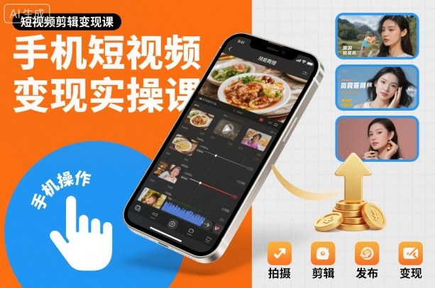 手机短视频变现实操课，短视频剪辑变现课-吾爱网创