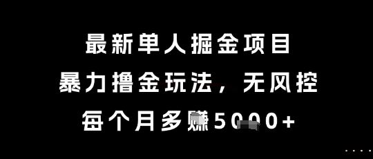 最新单人掘金项目，暴力撸金玩法，无风控，每个月多挣5k+【揭秘】-吾爱网创
