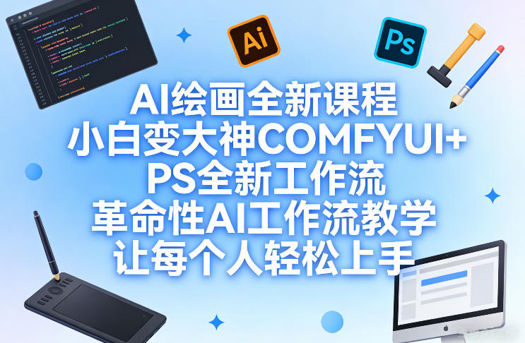 AI绘画全新课程，小白变大神COMFYUI+PS全新工作流，革命性AI工作流教学，让每个人轻松上手-吾爱网创