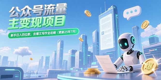（15412期）公众号流量主变现项目，新手日入四位数，含爆文写作全攻略(更新25年7月)-吾爱网创