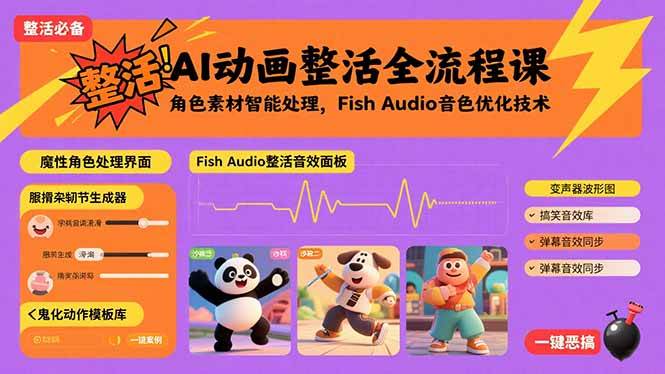 （15855期）AI动画整活全流程课，角色素材智能处理，Fish Audio音色优化技术-吾爱网创