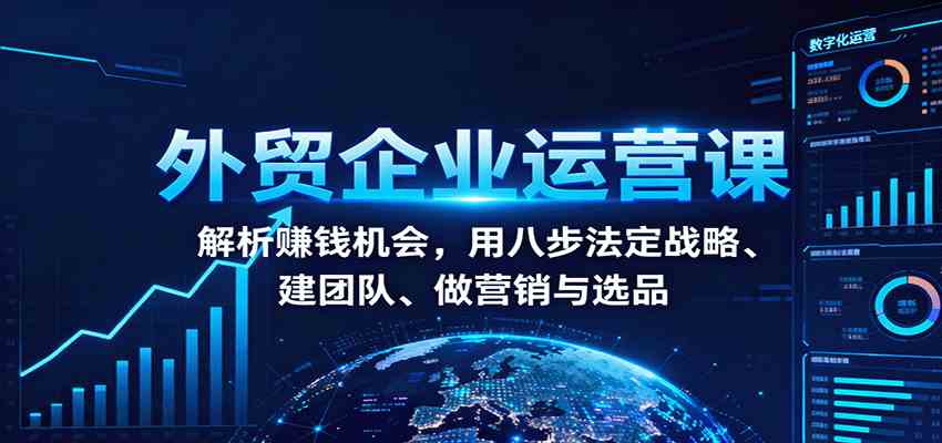 外贸企业运营课:解析赚钱机会,用八步法定战略、建团队、做营销与选品-吾爱网创