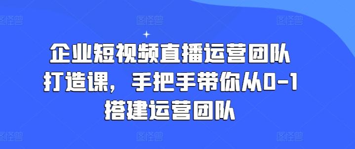 企业短视频直播运营团队打造课，手把手带你从0-1搭建运营团队-吾爱网创