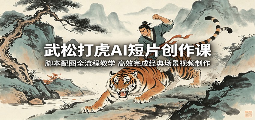 武松打虎AI短片创作课：脚本配图全流程教学，高效完成经典场景视频制作-吾爱网创