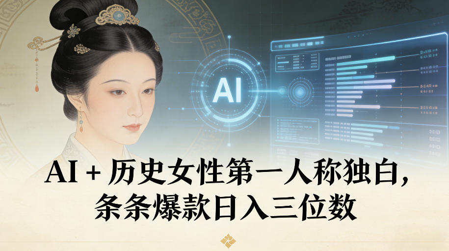 AI+历史女性第一人称独白，条条爆款日入三位数-吾爱网创