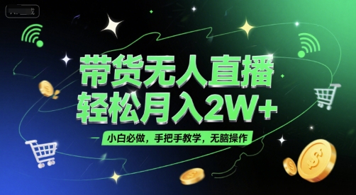 带货无人直播，轻松月入2W+，小白必做，手把手教学，无脑操作(附学习资料)-吾爱网创