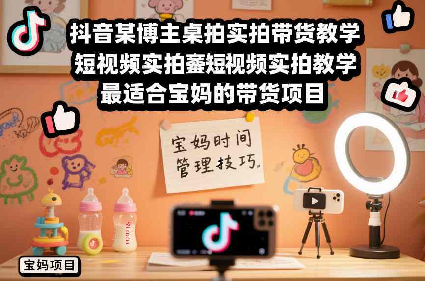 抖音某博主桌拍实拍带货教学，短视频实拍教学，最适合宝妈的带货项目-吾爱网创