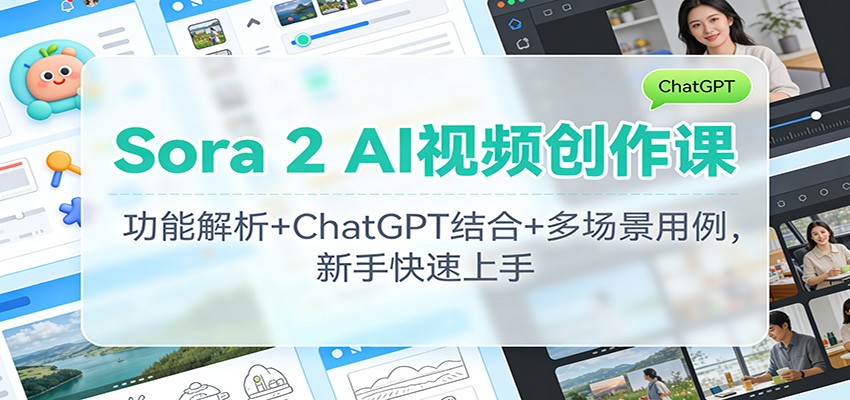 Sora 2 AI视频创作课：功能解析+ChatGPT结合+多场景用例，新手快速上手-吾爱网创