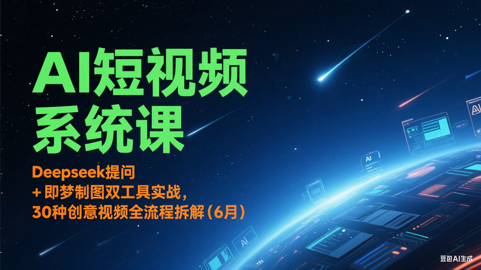 AI短视频系统课:Deepseek提问 + 即梦制图双工具实战,30种创意视频全流程拆解(6月)-吾爱网创