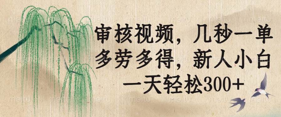 （14203期）审核视频，几秒一单，多劳多得，新人小白一天轻松300+-吾爱网创