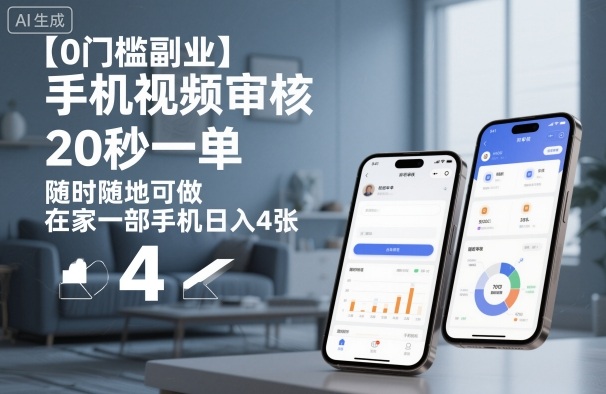 【0门槛副业】手机视频审核，20秒一单，随时随地可做，在家一部手机日入4张【揭秘】-吾爱网创