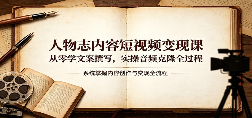 人物志内容短视频变现课：从零学文案撰写，实操音频克隆全过程-吾爱网创