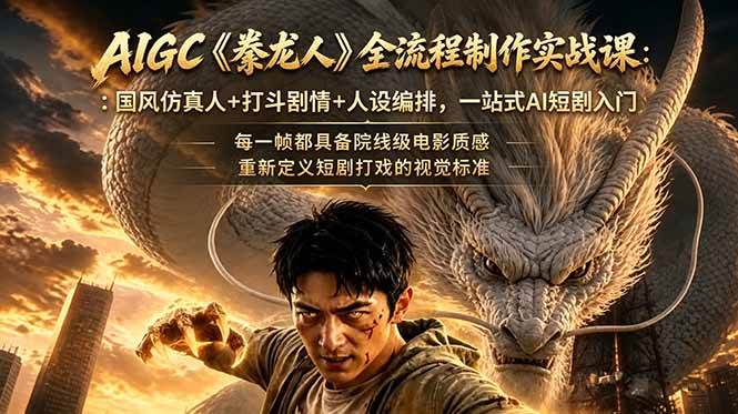 (18849期)AIGC《豢龙人》全流程制作实战课:国风仿真人+打斗剧情+人设编排,一站式AI短剧入门-吾爱网创