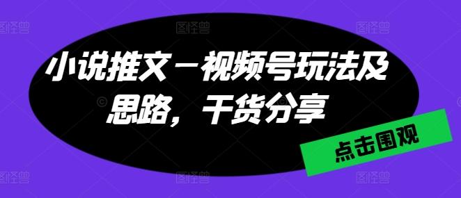 小说推文—视频号玩法及思路，干货分享-吾爱网创