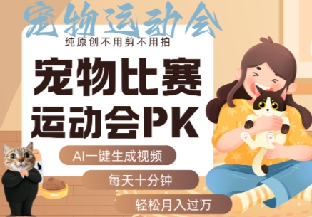 AI一键生成宠物比赛运动会PK视频，纯原创不用剪不用拍，每天十分钟，轻松月入过1W+-吾爱网创