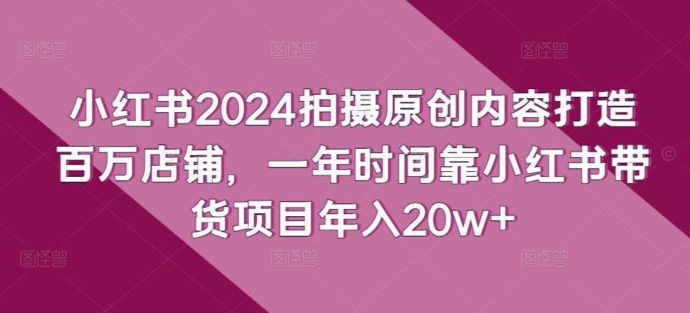 小红书2024拍摄原创内容打造百万店铺，一年时间靠小红书带货项目年入20w+-吾爱网创