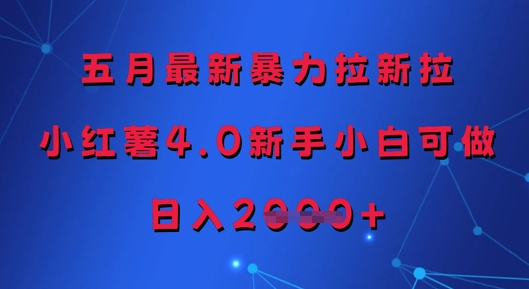 五月最新暴力拉新拉，小红薯4.0新手小白可做，日入多张-吾爱网创