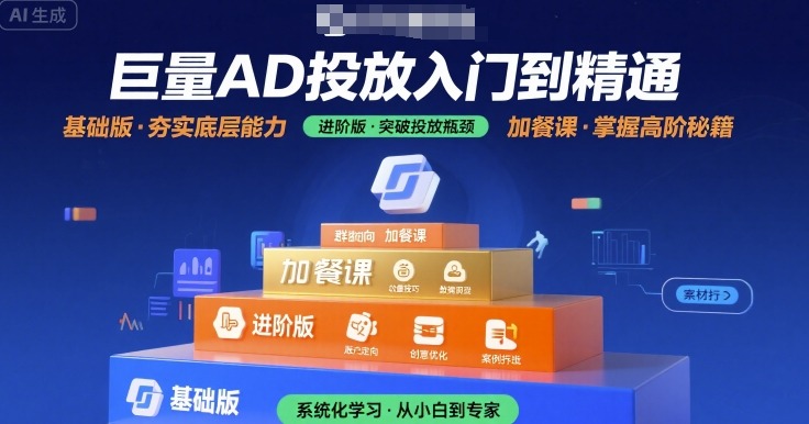 巨量AD投放入门到精通，基础版+进阶版+加餐课-吾爱网创