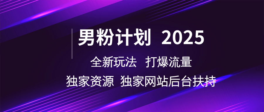 男粉计划2025 全新玩法打爆流量 独立网站 独立资源后台扶持-吾爱网创