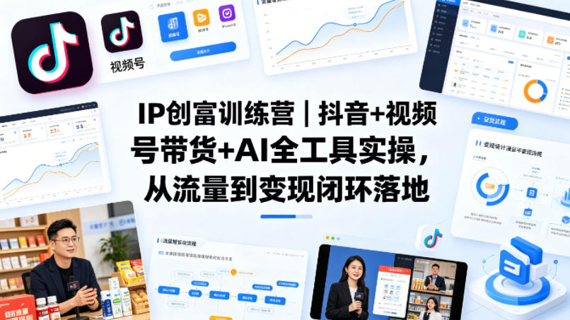 IP创富训练营｜抖音+视频号带货+AI全工具实操，从流量到变现闭环落地-吾爱网创