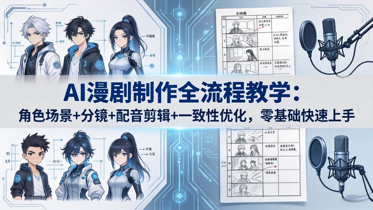 （18090期）AI漫剧制作全流程教学：角色场景+分镜+配音剪辑+一致性优化，零基础快速上手-吾爱网创